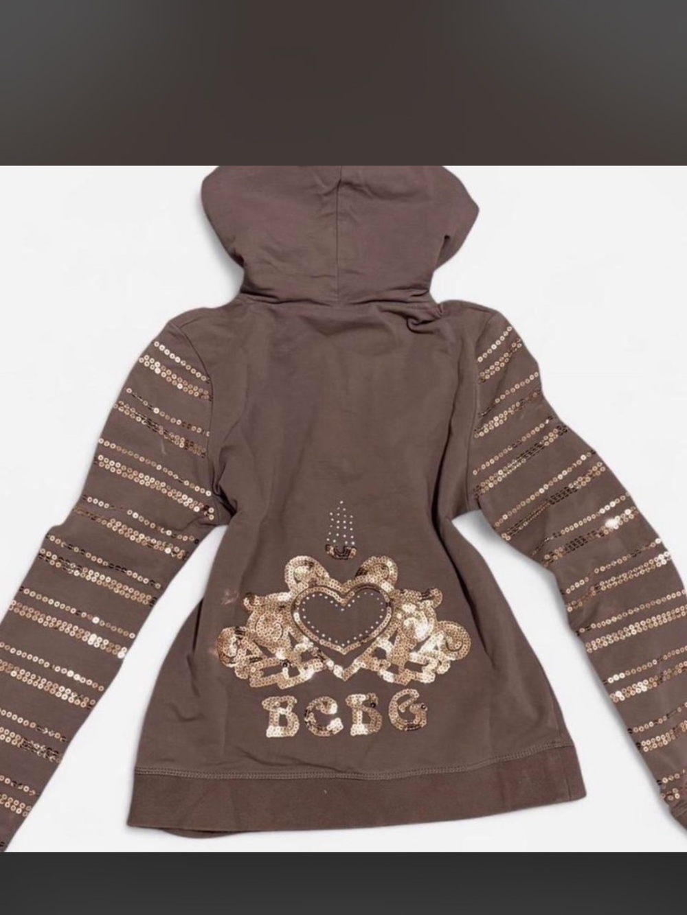 BCBG Brown Sequin-Embellished Zip Hoodie - Picture 5 of 5